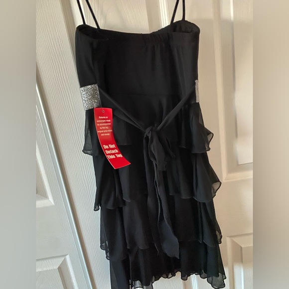 Black Prom Dress with Layered Ruffle Hem - Picture 2 of 2